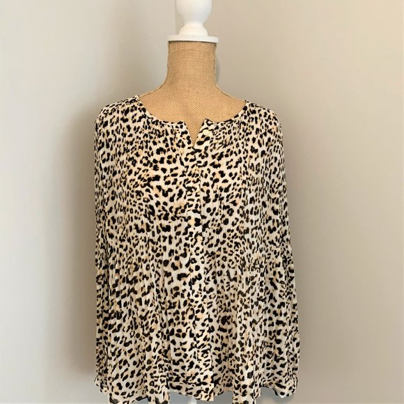 NWT Banana Republic Top Blouse Cheetah Print Pleated MP NWT - Picture 7 of 8